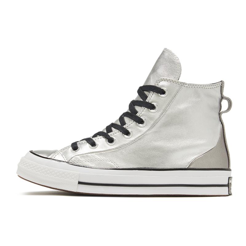 

Converse Chuck Taylor All Star Синтетическая кожа Жидкий серебристый Противоскользящие Амортизирующие Высокие кеды Женские Серебристо-серый 36.5