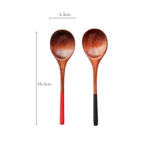 KXLCGYK Wooden Spoons, Set of 2, 16.5cm Long, Lightweight, Soup Spoon, Curry Spoon, Risotto Spoon, Dinner Spoon, Lacquered