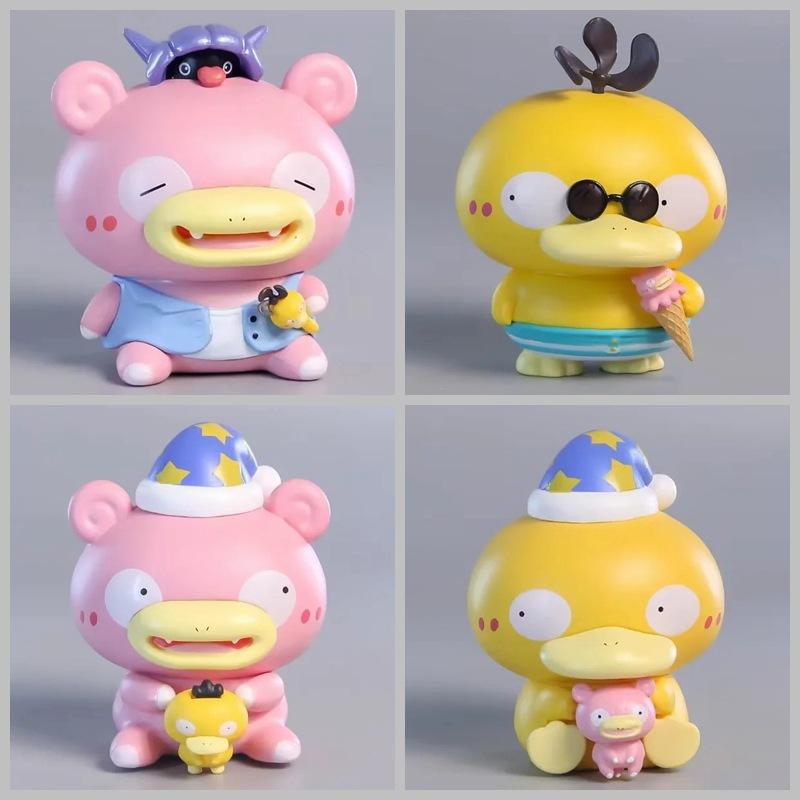Cartoon Pokemon Anime Figure Cute Ice Cream Psyduck Slowpoke Car Decoration Model Toys Dolls Children Birthday Gift