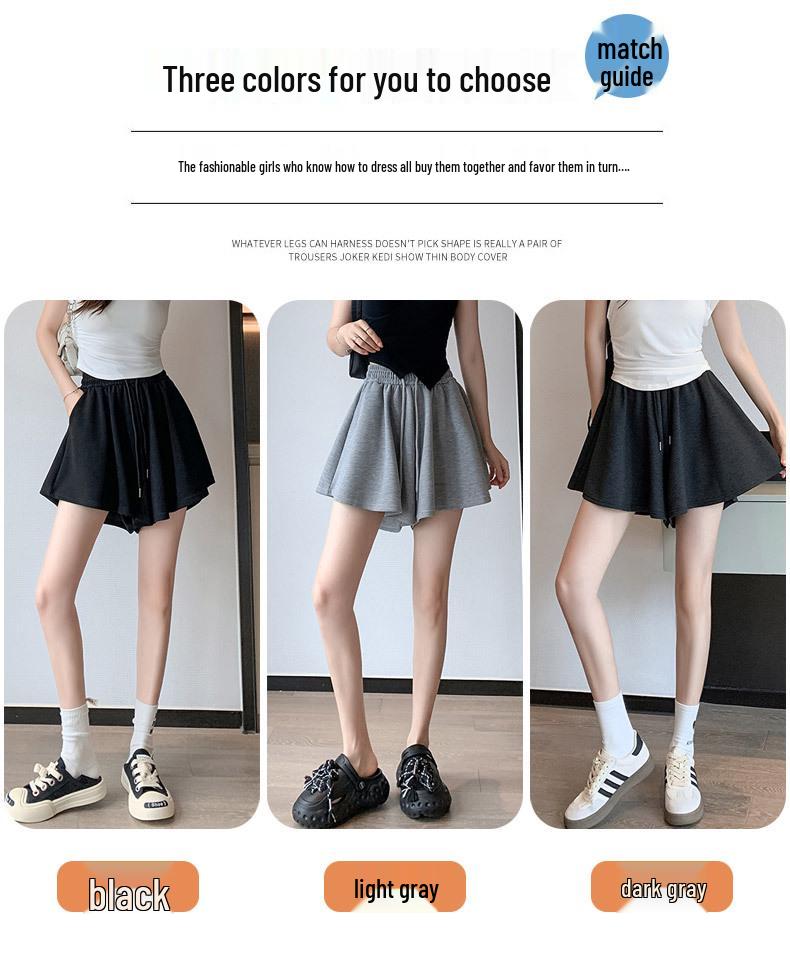 Women’s Japanese Style Lazy Summer Wide-Leg Culottes: Fashionable, Loose, Slimming Draped Half Skirt