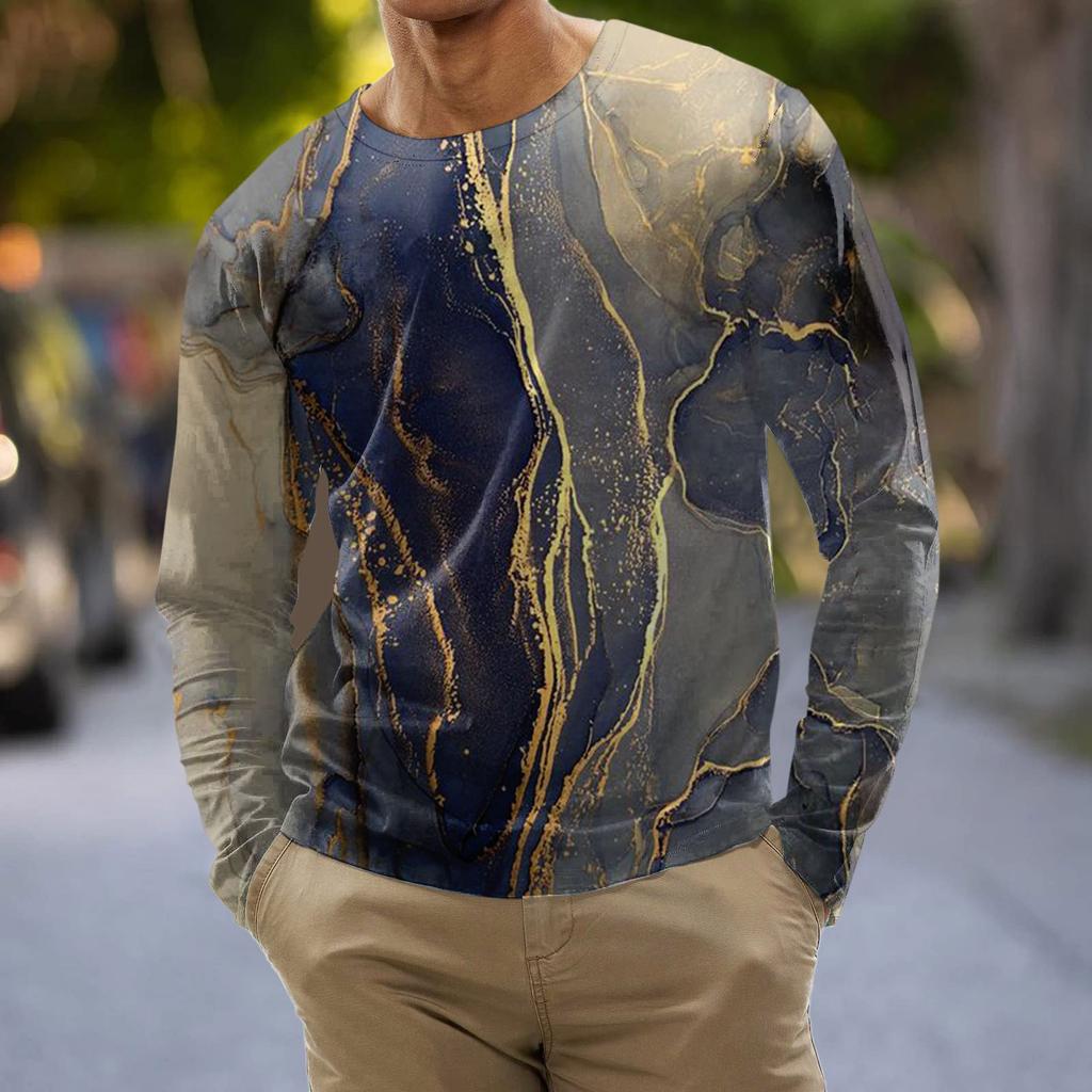 Men's T Shirt Graphic Abstract Neck Clothing Apparel Outdoor Long Sleeve Print Fashion Designer Vintage