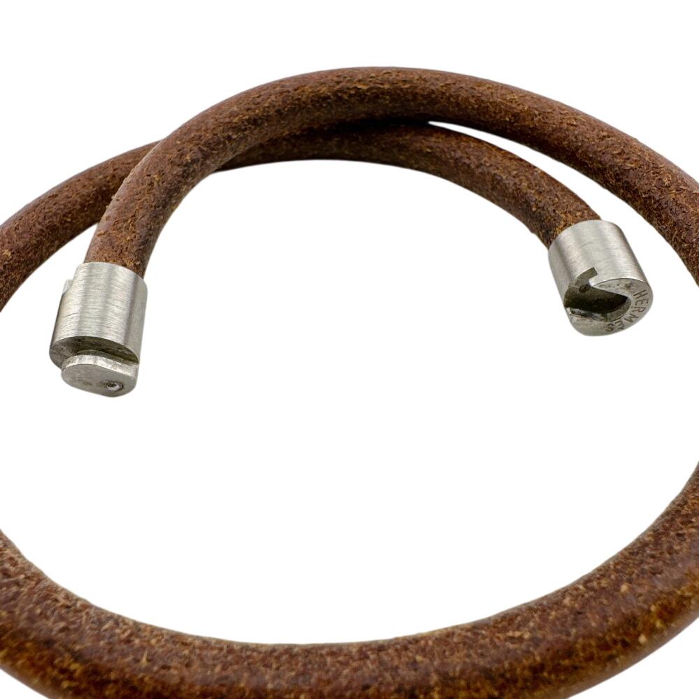 HERMES leather Iota choker Silver leather Used