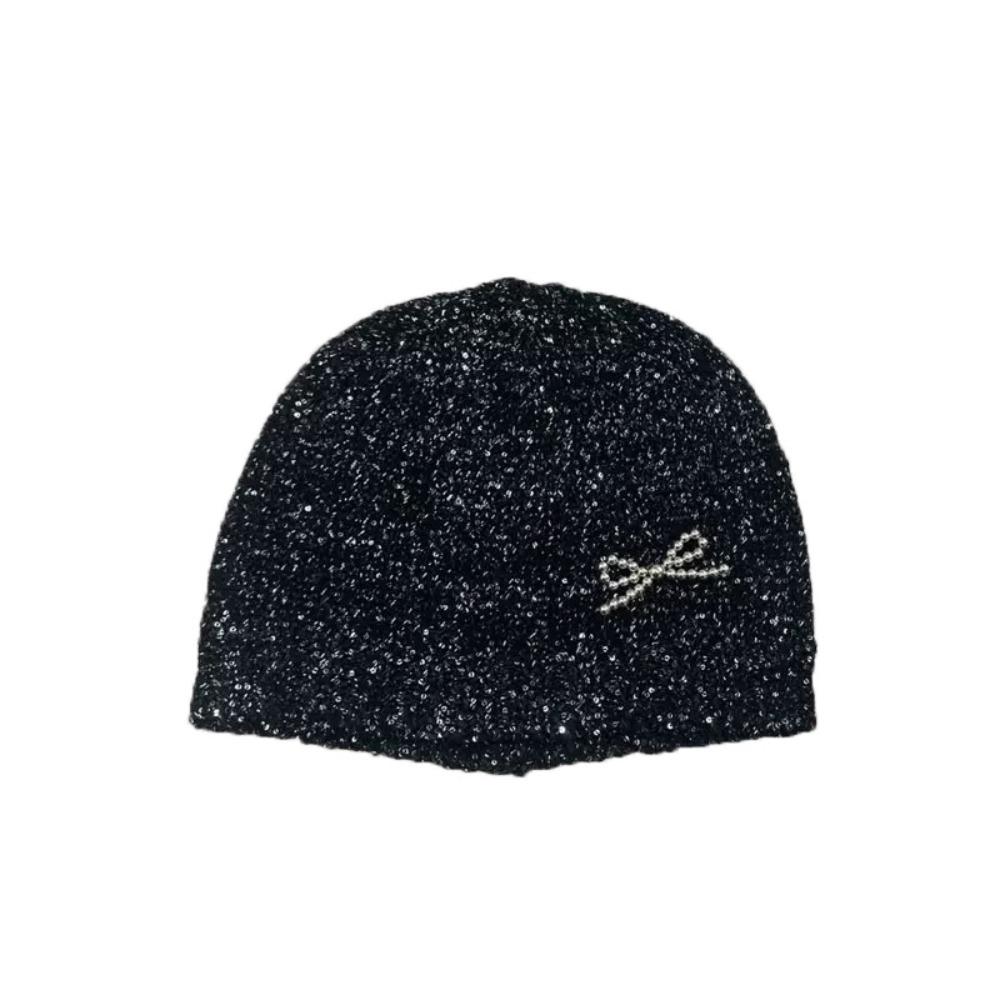 Hollow Sequin Knitted Hat Vintage Woven Cap Retro Beanie Hat  Autumn