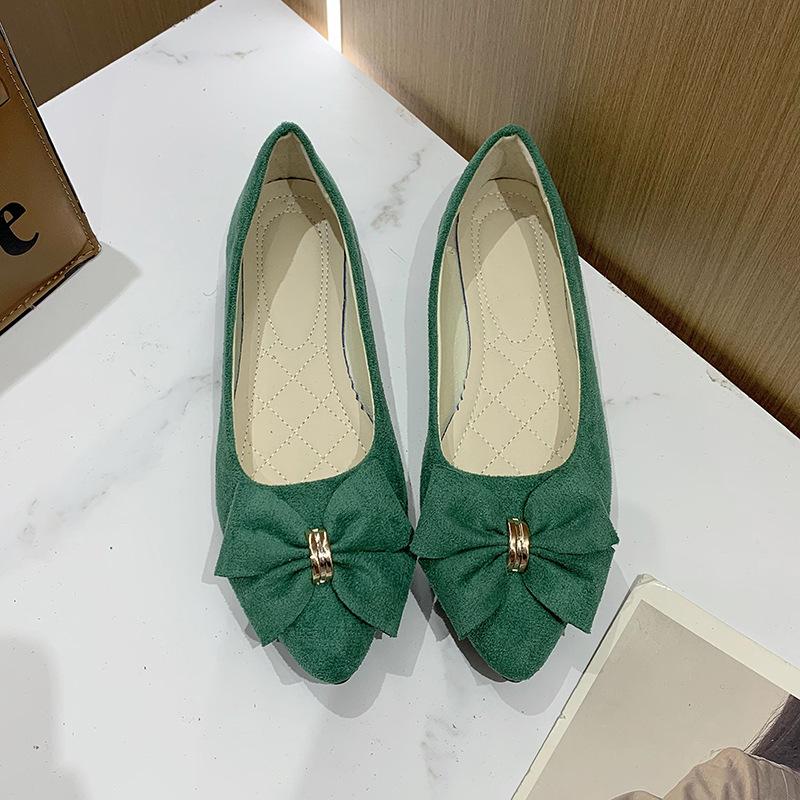 Neue Frühling/Herbst Britischer Stil Damen Flache Schuhe mit Schleife Wildleder Freizeit Loafer Niedrig geschnittene Schuhe