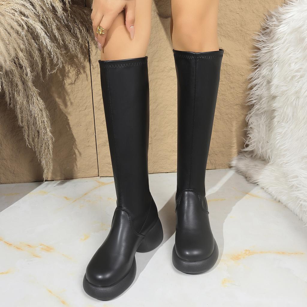 Large and Small Tube Tall Boots Female Handsome Personality Versatile Fashion Boots Lightweight and Comfortable Knight Boots Fashion Women's Boots
