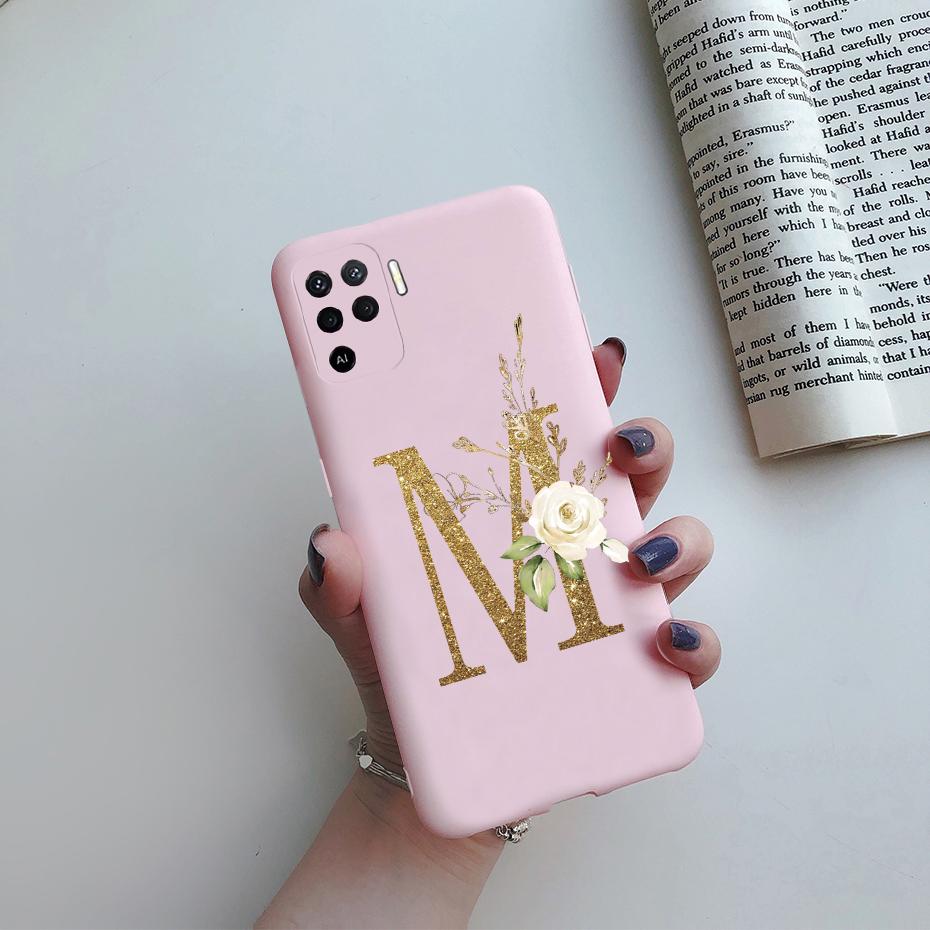 Phone Cases For OPPO A94 F19 Pro Reno 5 Lite Silicone Back Soft Case Cute Letters Cover Shockproof Bumper For OPPO A94 5G Case