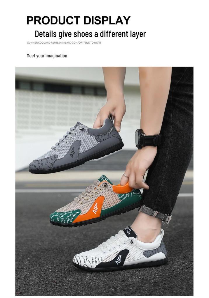 Men's Breathable Mesh Sports Casual Shoes - Soft Sole, Non-Slip, Trendy Summer Driving Sneakers