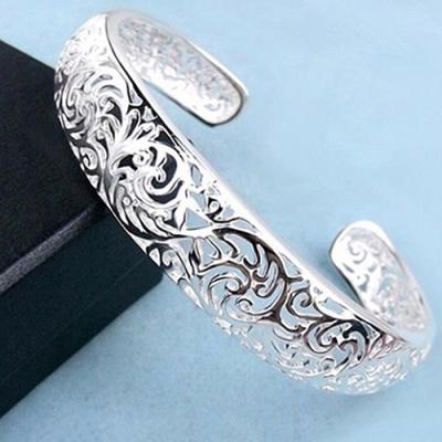 Women's Fashion Bezel Hollow Cuff Bangle Open Bracelet