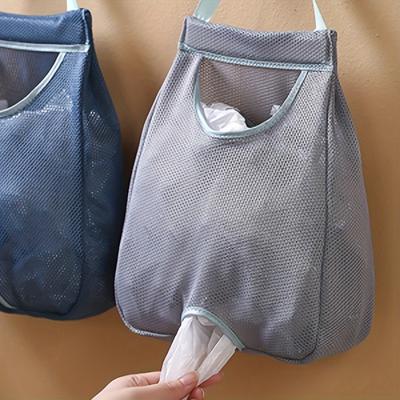 Distribuitor de saci de gunoi din plasă lavabil, montat pe perete - Suport pentru pungi de plastic și organizator de depozitare pentru bucătărie