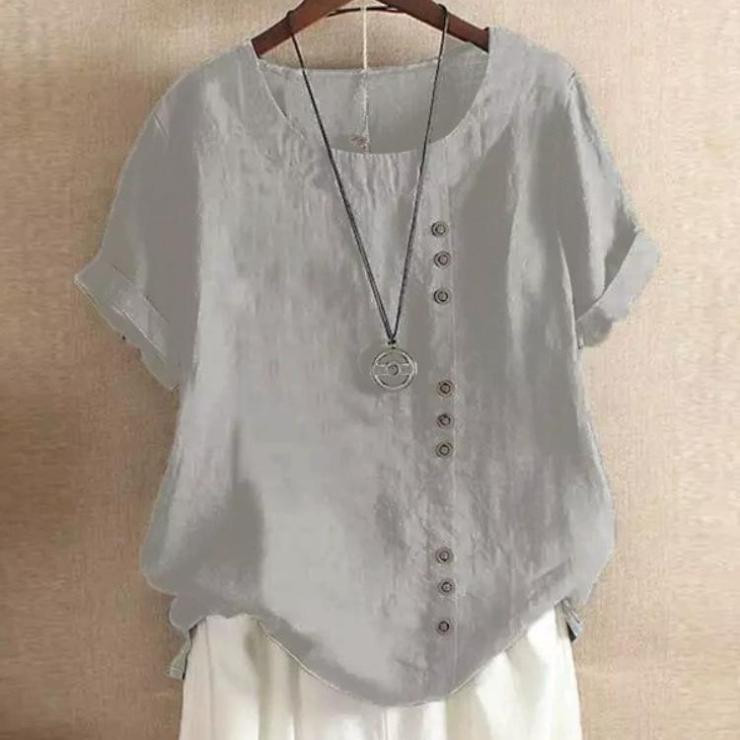 Elegantes Baumwoll-Knopfhemd für Damen - Unifarben, Perfekt für Frühling/Herbst EMA