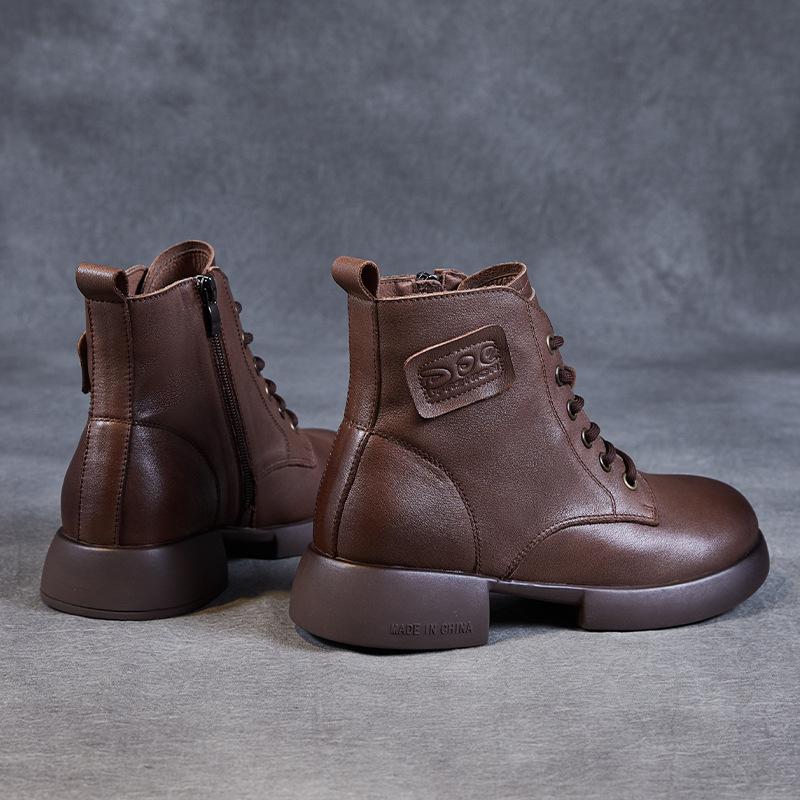 The first layer of cowhide short boots for women in the autumn and winter of 2025, the new retro leather British style Martin boots, and small leather