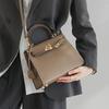 The Second Generation Kelly Bag Palm Pattern Cowhide Shoulder Bag Women's Leather Versatile Commuter Messenger Portable Kelly Bag