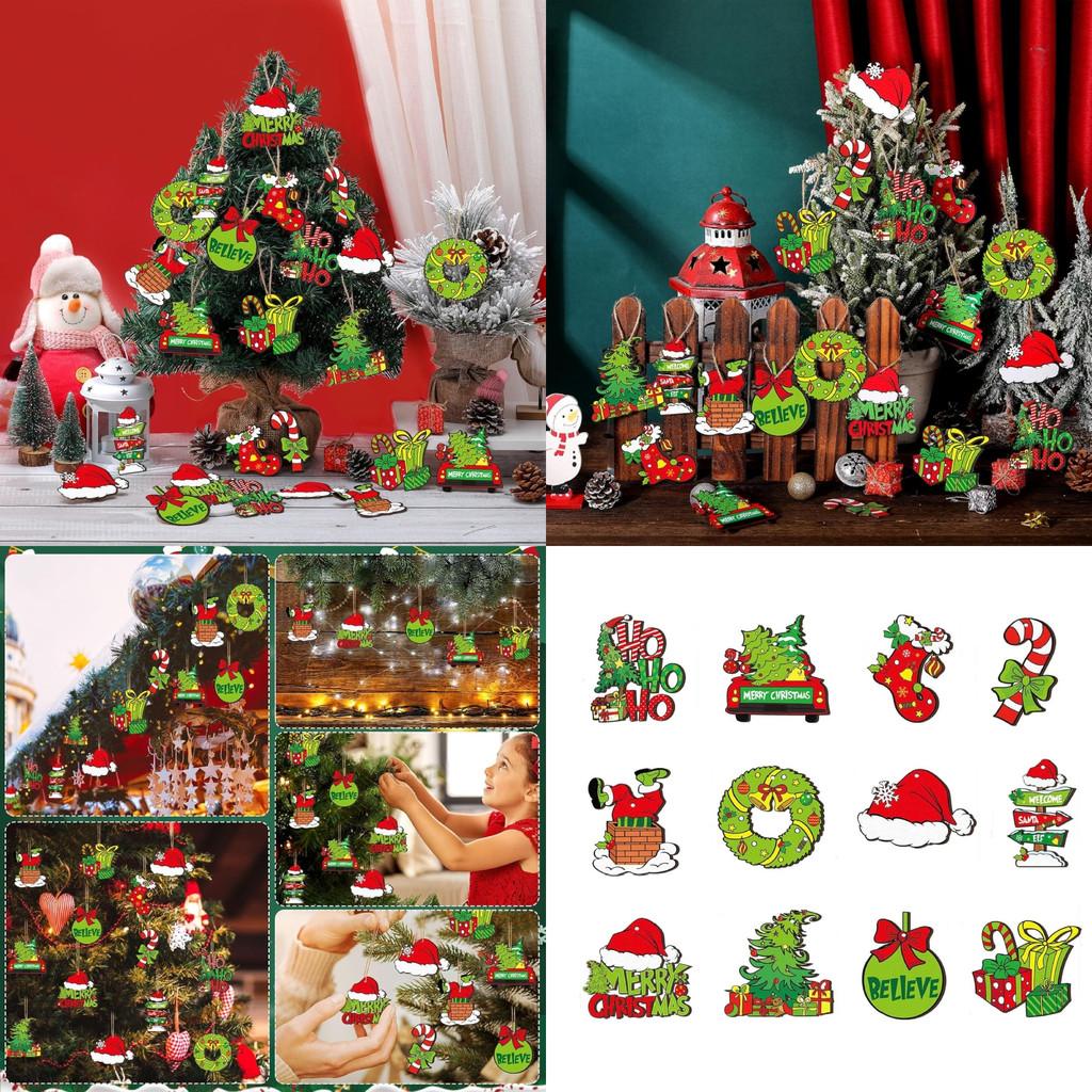 Santa The 12pcs Hat Pendant Xmas Tree Hanging Decoration Home Party Gift