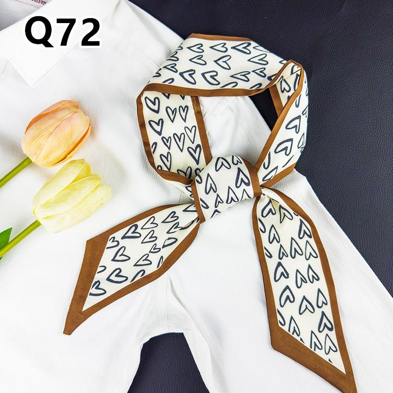 New Long Versatile Silk Scarf Tied Hair Band Bow Letter Floral Streamer Tied Bag Gift Small Silk Scarf