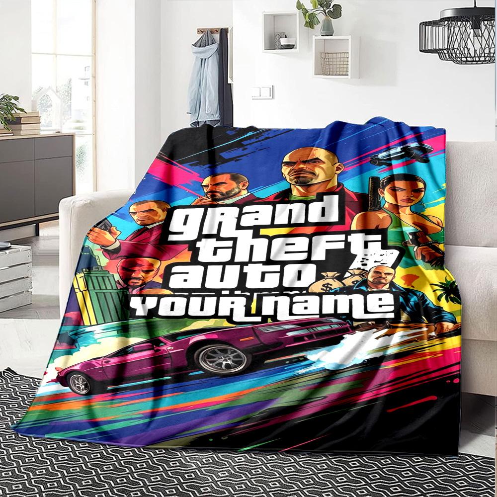 Grand Theft Auto Customize Your Name Blanket Gift Personalized Blanket Warmthful Decor Throw For Office Bedding Chair Home Decor for All Occasions