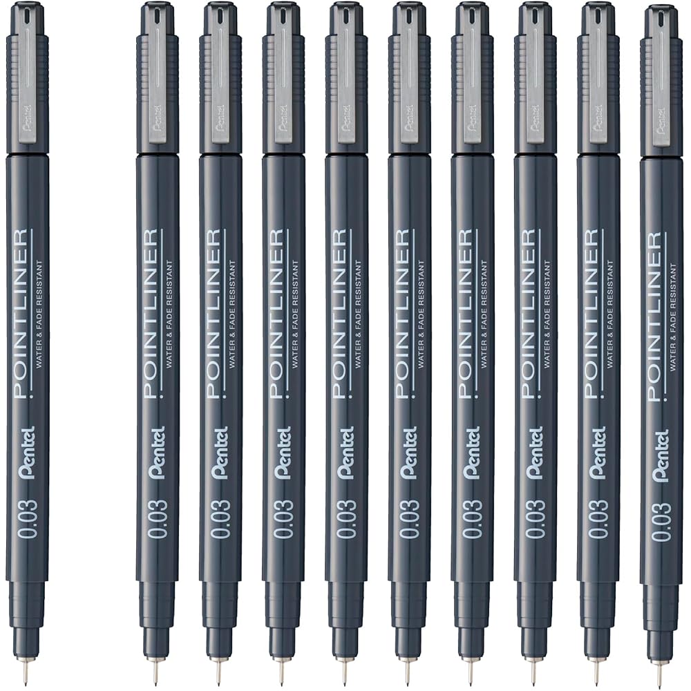 Pentel Water-based Pen Millimeter Pen Point Liner 0.03mm Black 10pcs S20P-03AD (10)