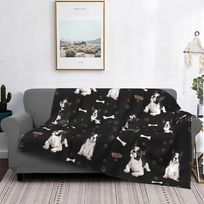 Uroczy kocyk dla psa Boston Terrier Aksamitny Wiosna/Jesień Przenośny Lekki Koc do Domu Samochód Narzuta
