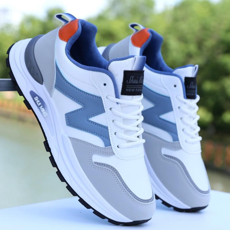 Dad shoes men's shoes leather sneakers men's 2026 new non-slip waterproof casual shoes lightweight shock-absorbing running shoes