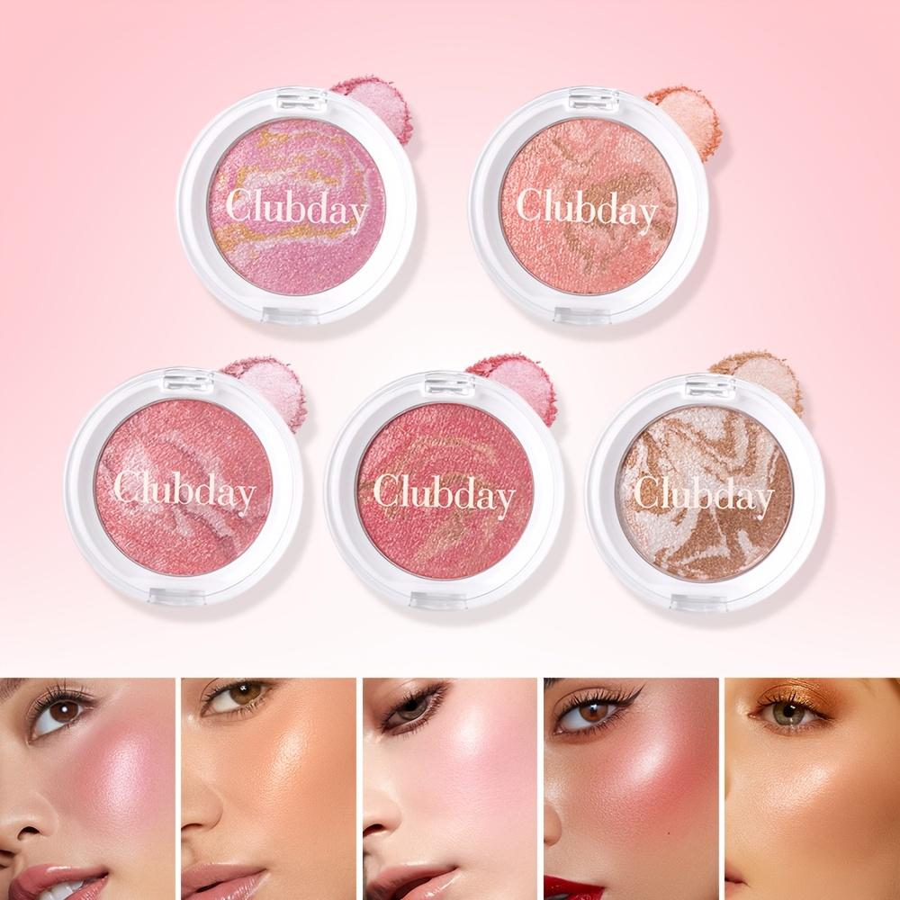 JULYSTAR Five Color Pearlized Fine Glitter Microparticle Pentel Blush Stereoscopic Contouring Tri-Color Marbled Blush