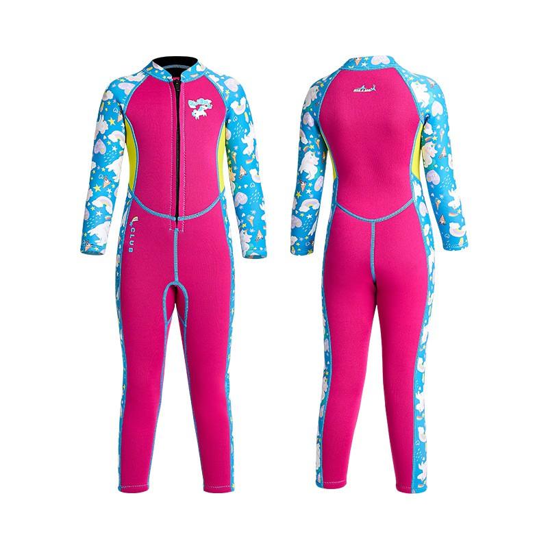 Kids 2.5mm Neoprene Wetsuit Girls Long Sleeve Full Body Swimwear Snorkeling Surfing Water Sports
