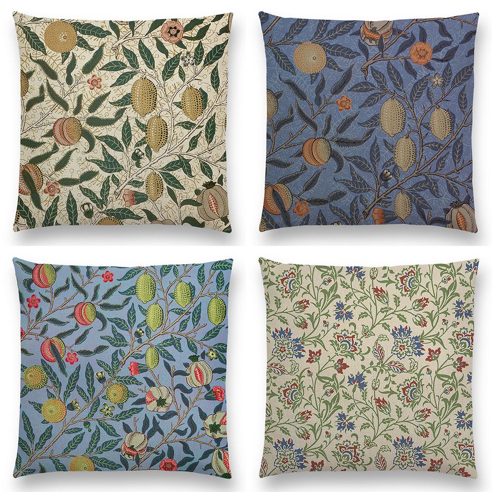 William Morris Thief Roter Kissenbezug, Leinen, Luxus-Überwurfkissen, Heimdekoration für Sofa, Wohnzimmer, Kissenbezug, 40 cm/45 cm/50 cm/60 cm