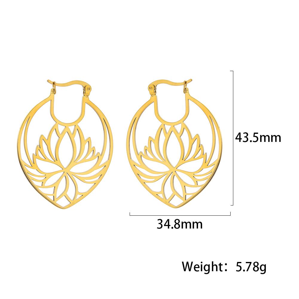 Cazador Vintage Filigree Hoop Earrings for Women Flower Tree Lotus Stainless Steel Jewelry Wedding Birthday Mother Gifts 2025