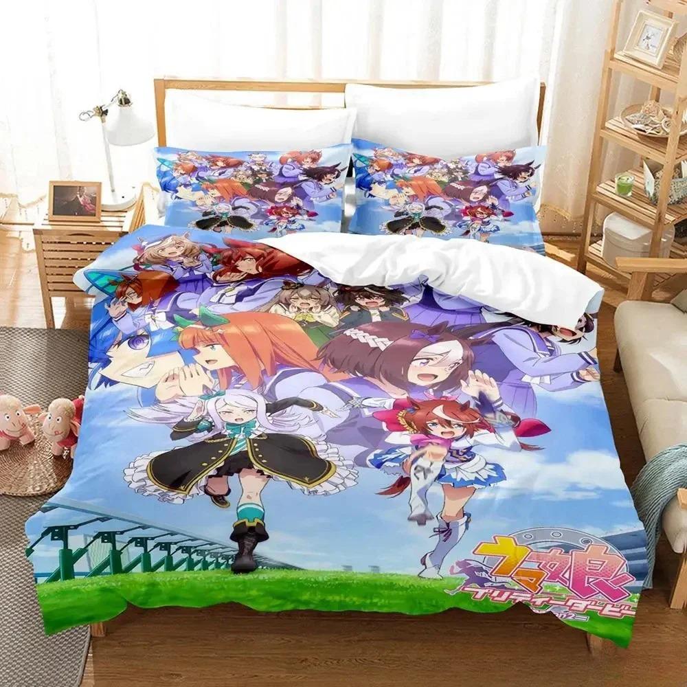 Kawaii Pretty Derby Bedding Set Single Twin Full Queen King Size Bed Set Adult Kid Bedroom Duvet Cover Sets 3D Print Anime Bed