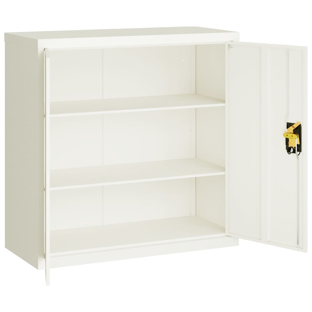 Filing Cabinet White 90x40x90 cm Steel