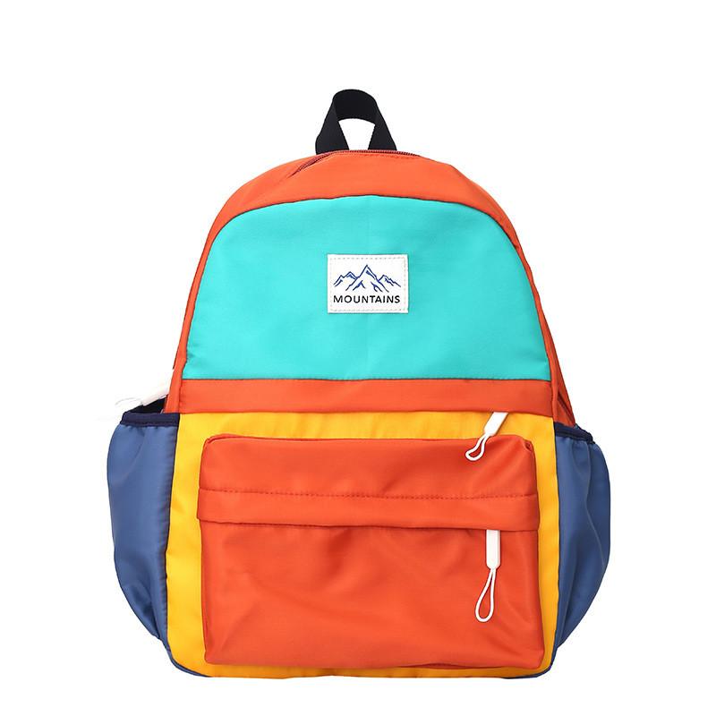 Large Capacity Kids Color Blocked Backpack With Letter Printing Design For Daily