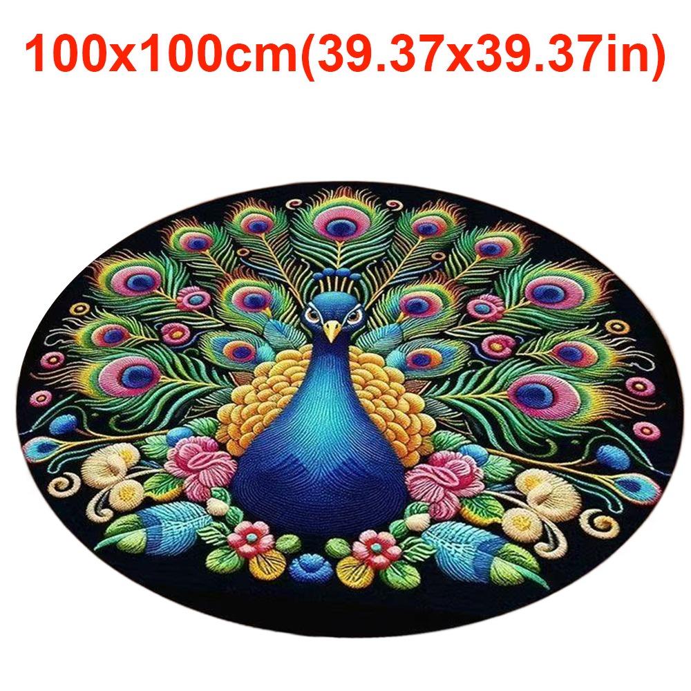Special-shaped Peacock Carpet Soft Bathroom Floor Mat for Living Room Tea Table Bedside