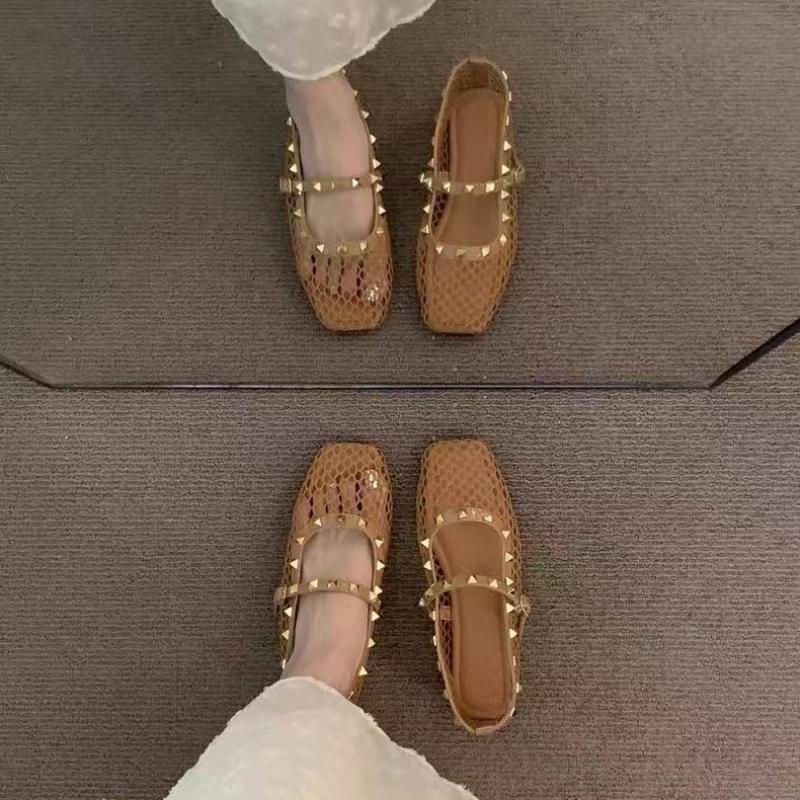 Fashion 2025 Mesh Breathable Rhinestone Fashion Versatile Women's New Fashion Style Belt Flat Soft Soled Mary Jane Shoes Women Shoes