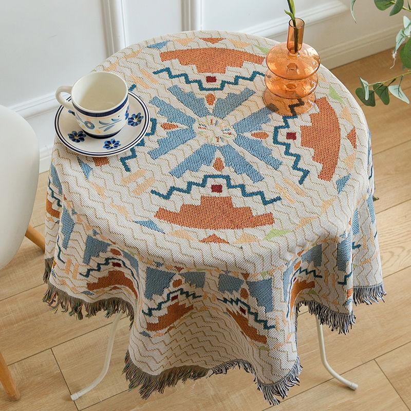 Chinese National Style Retro Tablecloth Tassels Cotton Linen Dirt Resistant Table Cloth Geometric Stylish Home Decoration Obrus