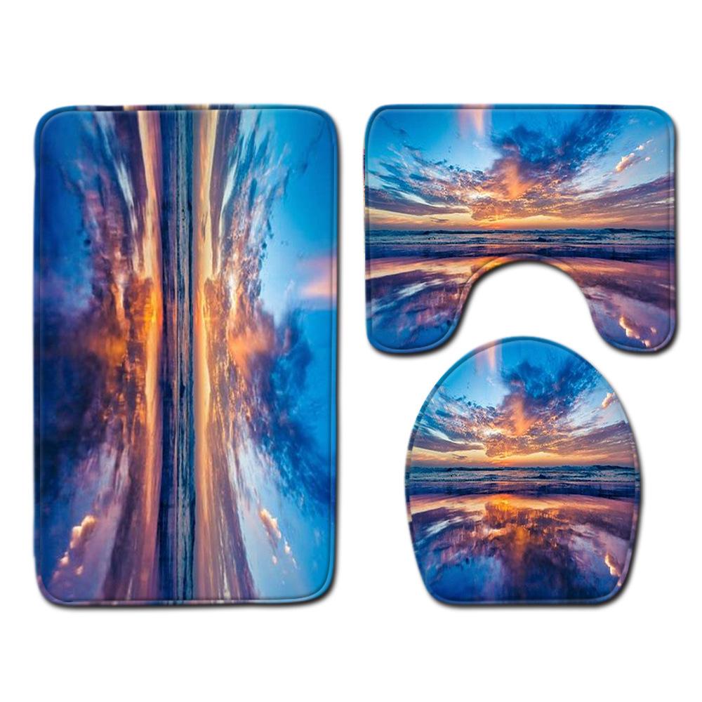 Landscape Bathroom Floor Mat Toilet Three-Piece Set