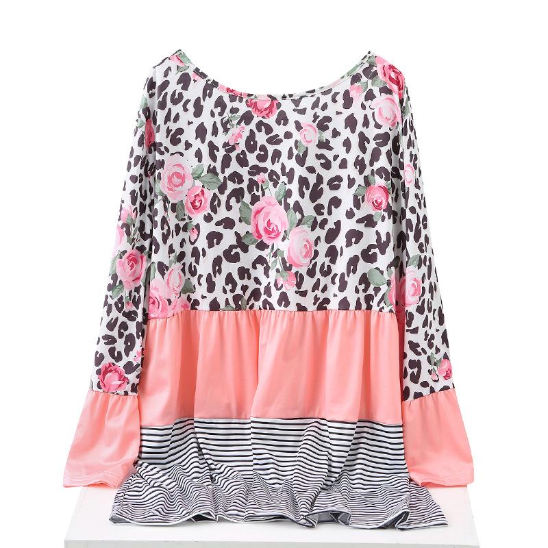 

Новая женская одежда с длинными рукавами, леопардовый принт, сращивание, с длинными рукавами, V-образным вырезом, повседневная футболка для женщин L розовый