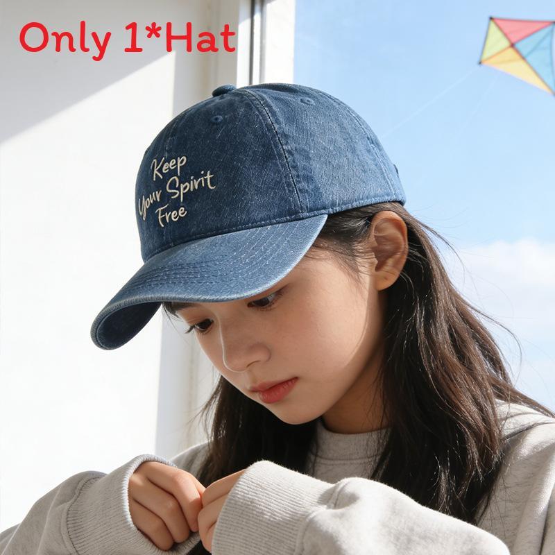 Denim Baseball Cap Women Casual Sun Protection Embroidered Letter For Spring Summer Autumn