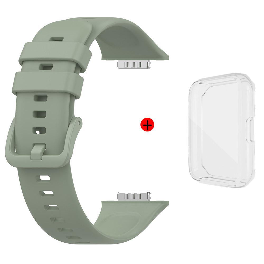 For Huawei Watch Fit 2 Silicone Strap+Case Watchband With Same Color Buckle Wristband and Transparent Watch Shell