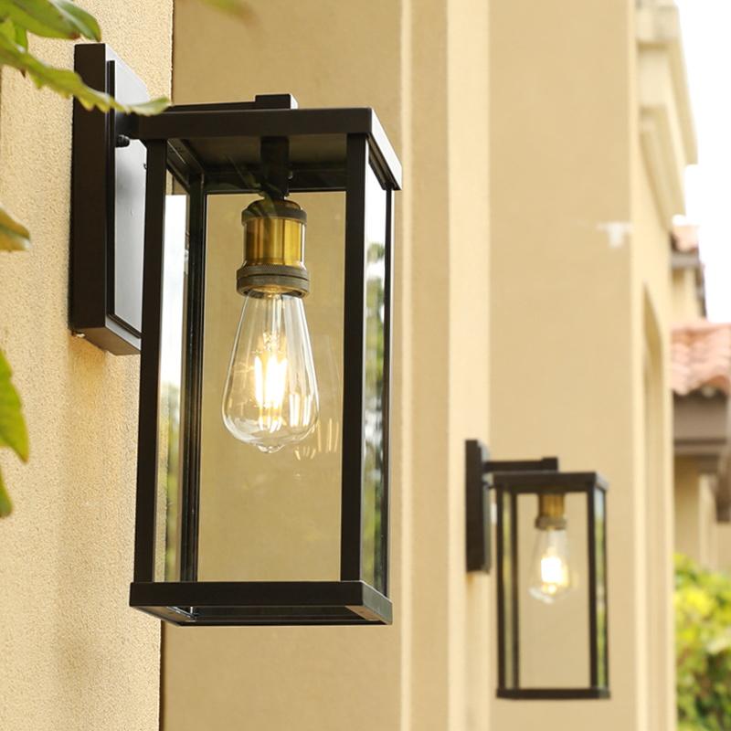 IP65 Waterproof Retro Landscape LED Wall Sconce Aluminum Mounted E27 Glass Light Fixture for Outdoor Use