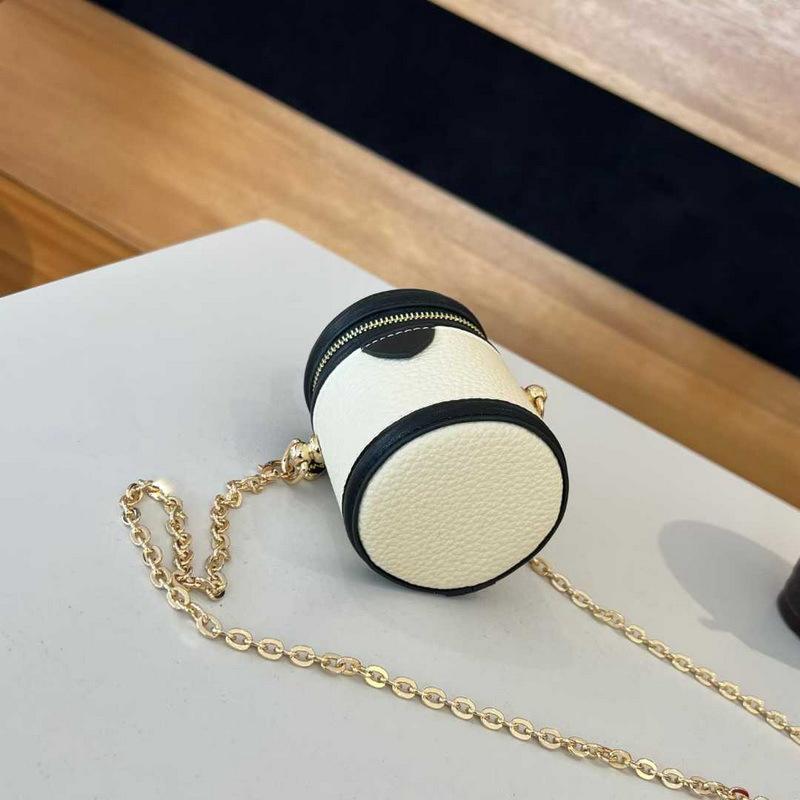 2026 new leather women's bag cylindrical vertical mini lunch box bucket bag chain earphone bag cosmetic bag cross-border batch
