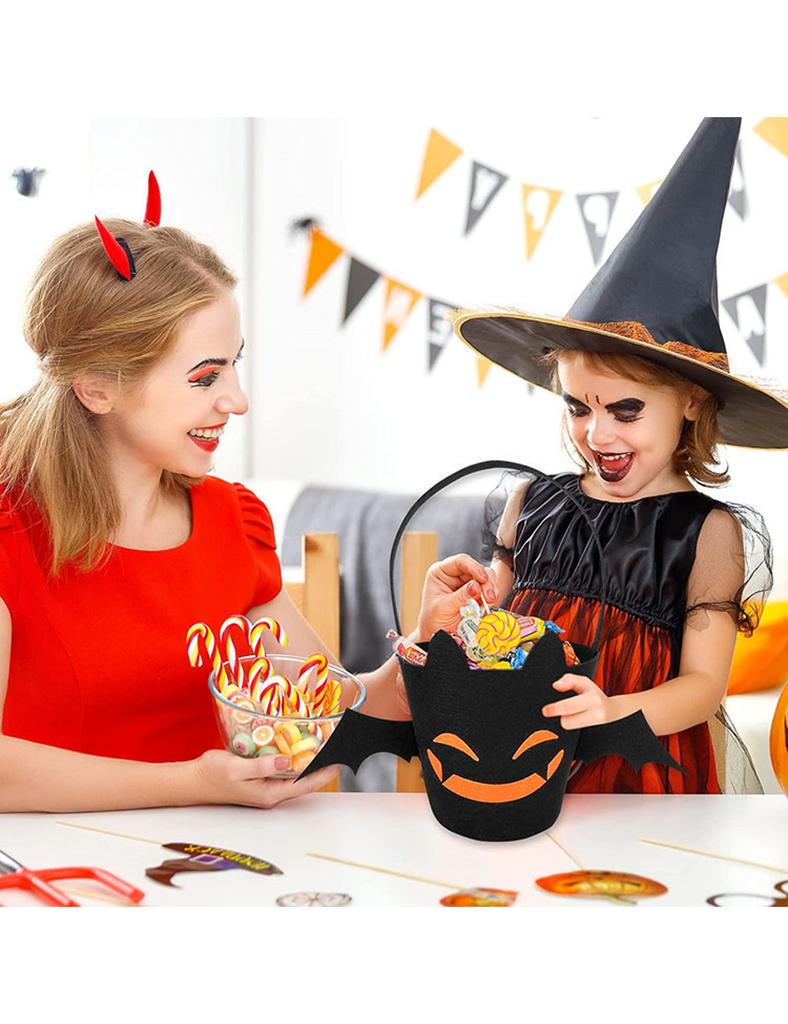 Halloween Candy Bucket Non-woven Pumpkin Witch Bat Cat Gift Basket Halloween Party Decoration Supplies