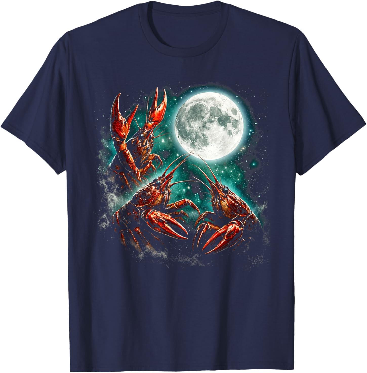 Three Crawfish Moon Crawfish Howling to The Moon T-Shirt S разноцветный
