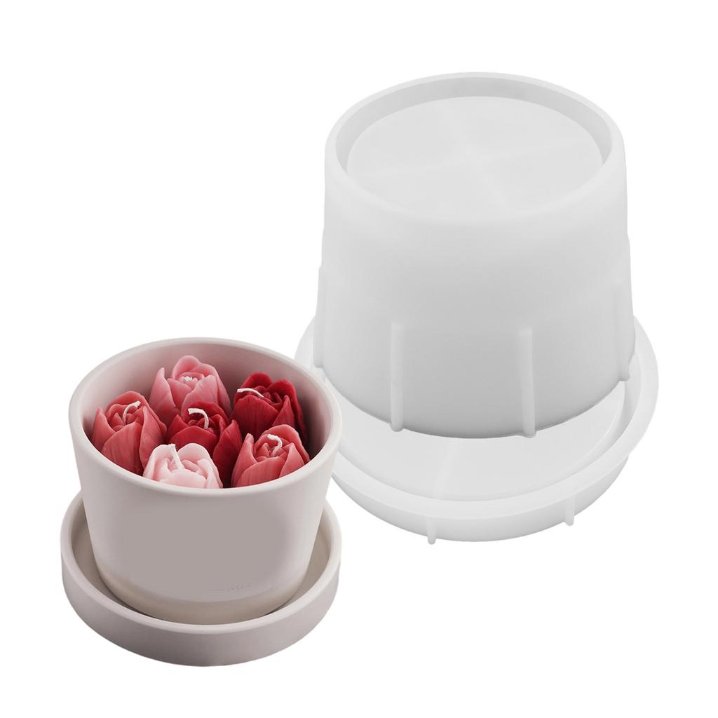 Candlestick Silicone Mold Candle Cup with Lid Molds Candle Holder Mould Plaster Succulent Planter Decorations Moulds