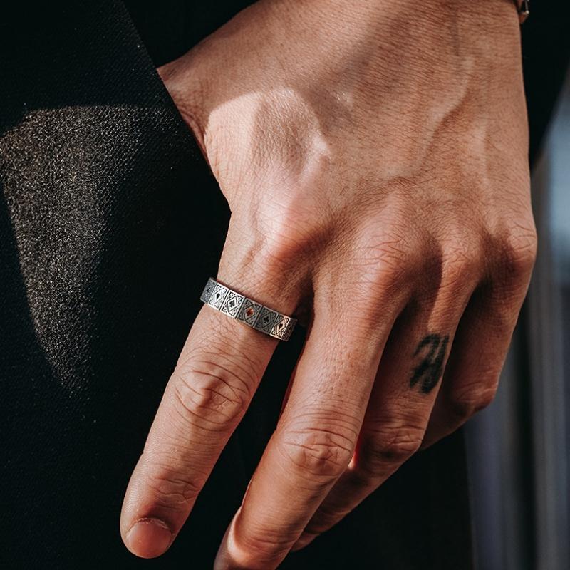 Buyee   Copper Male Ring Finger Elegant Poker Open Ring For Men Fashion Party Fine Jewelry Circle
