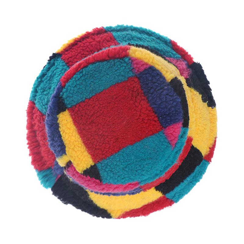 2025 autumn and winter basin hat European and American new outdoor trend fashion color splicing plaid bucket hat thermal hat men and women