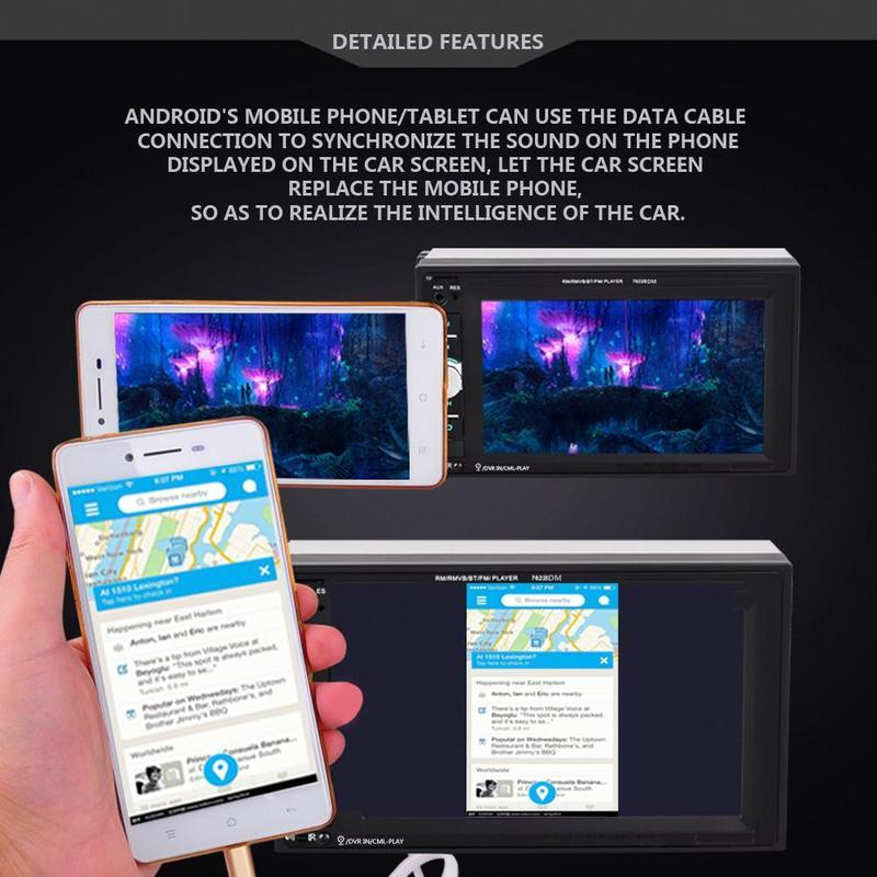 6,2" Universeller 2-DIN Auto-MP5-Player Audio-Touchscreen-Radio Autoradio unterstützt Rückspiegel-Link BT FM-Fernbedienung und Lenkradsteuerung