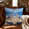 Impressionist Seagull Throw Pillow Cover Coastal Beach Ocean Oil Painting Print Cushion Case For Nautical Home Decor
