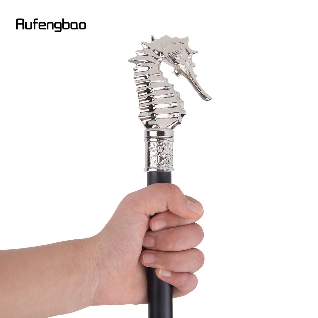 White Luxury Hippocampus Walking Cane Fashion Decorative Walking Stick Gentleman Elegant Cosplay Cane Knob Crosier 93cm