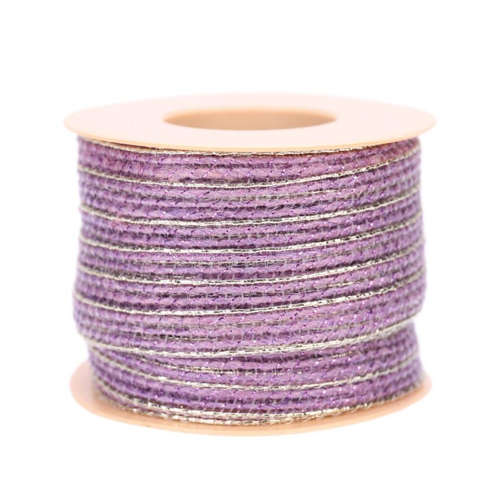 

10 м/рулон Ретро льняная лента Грубая текстура DIY Craft Лента для упаковки подарков Блестящий атлас Кружево Смешанные ленты Кружевной галстук-бабочка - фиолетовый