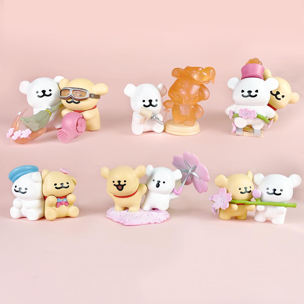 Dog Maltese Pvc Models Collectible With Cherry Blossom Design For Fans Gift