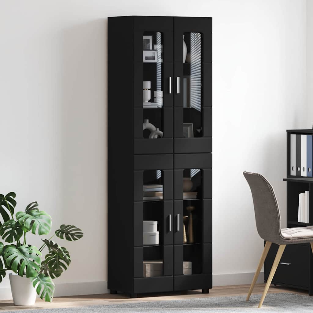 FLORIN Highboard with Doors Black 60 x 35 x 182 cm Particleboard