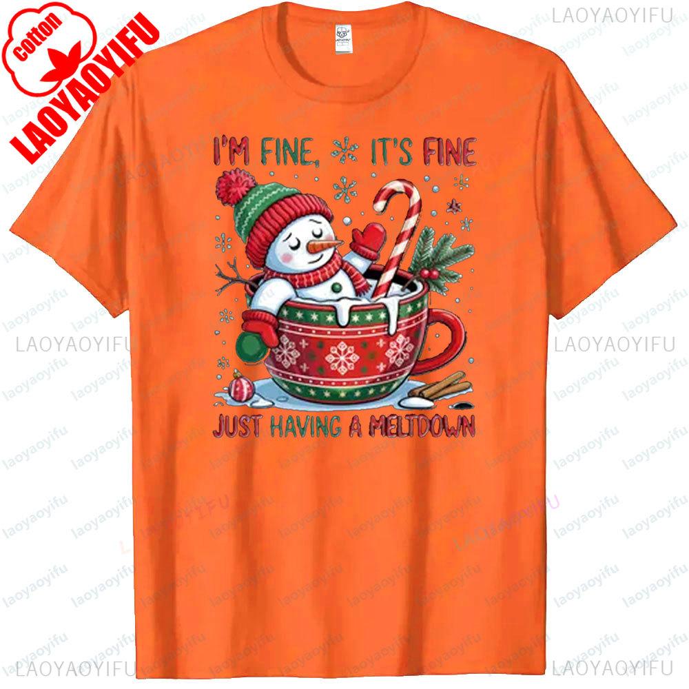 Funny Snowman Meltdown Sweatshirt Winter Hot Cocoa Christmas Tee Casual Festival Costumes Men Women Holiday Printed Tshirt